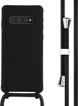 iMoshion Hoesje Geschikt voor Samsung Galaxy S10 Hoesje Met Koord - iMoshion Siliconen hoesje met koord - Zwart
