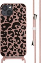 iMoshion Hoesje Met Koord Geschikt voor iPhone 13 - iMoshion Siliconen design hoesje met koord - Roze / Animal Pink
