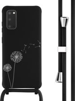iMoshion Hoesje Geschikt voor Samsung Galaxy S20 Hoesje Met Koord - iMoshion Siliconen design hoesje met koord - Zwart / Dandelion Black