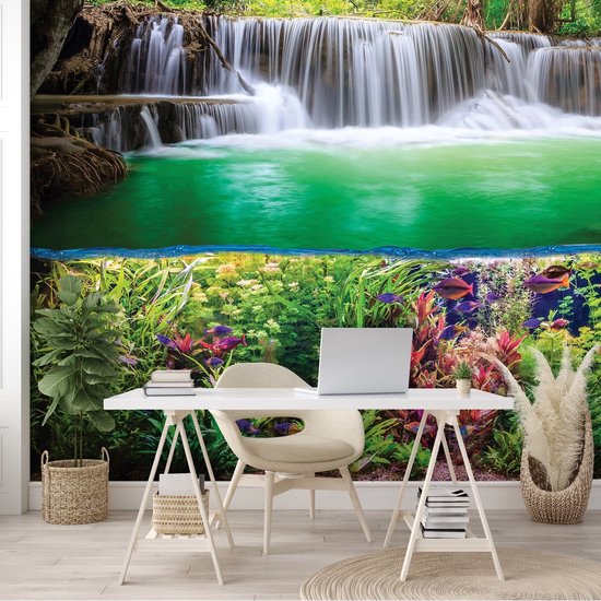 Photo Wallpaper King - Papier peint Papier peint photo - Papier peint Papier peint non tissé - Papier peint - Monde sous-marin - Cascade - Pêche - 3D - 254 x 184 cm