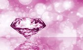 Fotobehang - Vlies Behang - Diamant - Roze - 312 x 219 cm