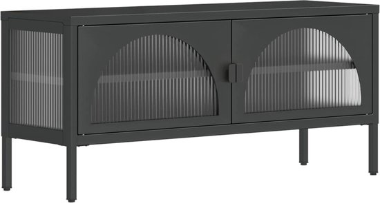 vidaXL-Tv-meubel-105x35x50-cm-glas-en-staal-zwart