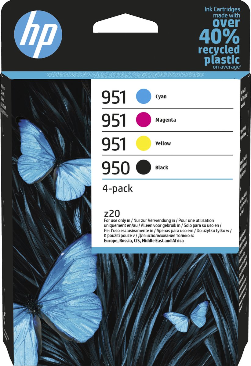 HP 950/951 (6ZC65AE) Zwart, Cyaan, Magenta, Geel 4 stuk(s)