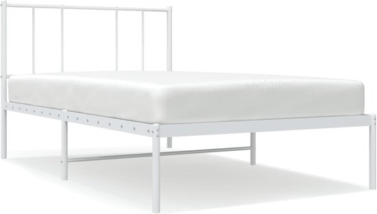 vidaXL Cadre de lit avec tête de lit Métal Blanc 90 x 200 cm