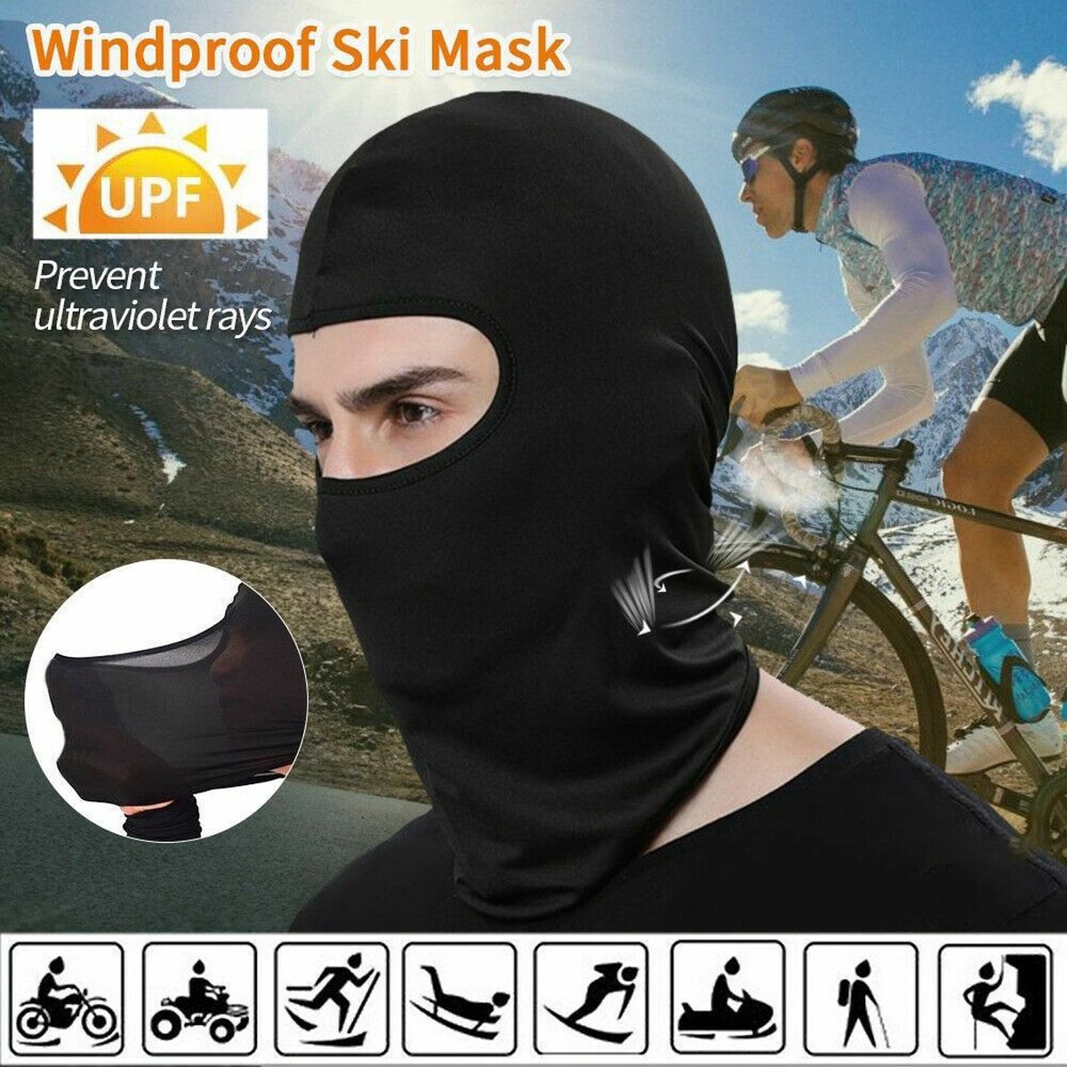 Masque de ski - Masque de moto - Cagoule coupe-vent - Cagoule - Mondkap  -dents - Grijs