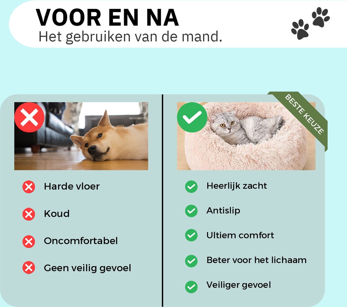 Donut Hondenmand - Kattenmand - Maat M - 60cm (ligvlak van 45cm) - Beige - Fluffy en Wasbaar thumbnail 6