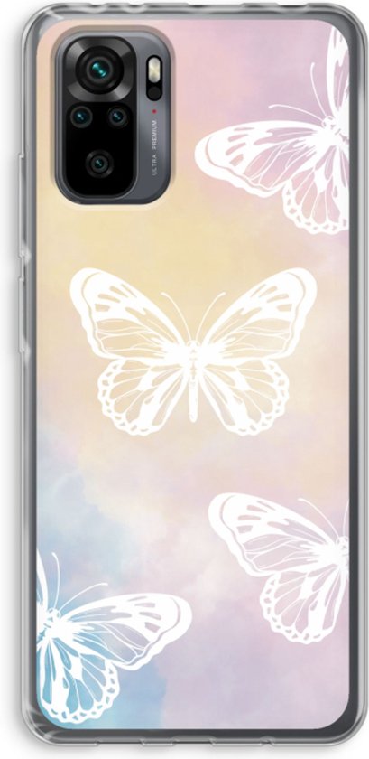 Case Company® - Coque Xiaomi Redmi Note 10 Pro - Papillon White - Coque Souple pour Téléphone - Protection Tous Côtés et Bord d'Ecran