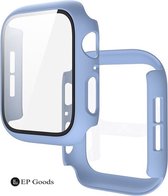 EP Goods - Full Cover/Hoesje - Screen Protector - Geschikt voor Apple Watch Series 7, 8 en 9 45mm - Hardcase - Protection - Pastelblauw