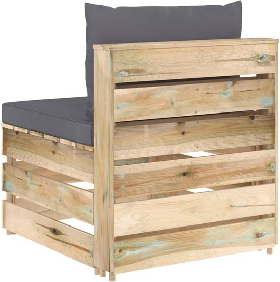 vidaXL-Middenbank-sectioneel-met-kussens-groen-geïmpregneerd-hout