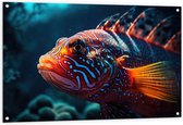 Tuinposter – Koraalduivel Vis met Prachtige Felle Kleuren op de Zeebodem - 120x80 cm Foto op Tuinposter (wanddecoratie voor buiten en binnen)