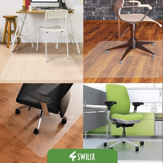 SWILIX ® Vloerbeschermer - Bureaustoelmat PVC - Vloermat - Voor Harde Vloeren - 90x120cm - Transparant - SWILIX