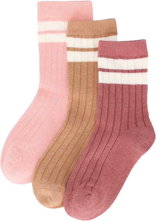 iN ControL 3pack RIB socks STRIPE roze 35/38
