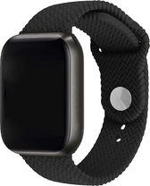 Innerlight® Woven+ - Zwart Geweven - 42/44/45/49mm - Siliconen bandje geschikt voor Apple Watch - Geschikt als Apple watch bandje voor Series 1/2/3/4/5/6/7/8/9/SE/Ultra