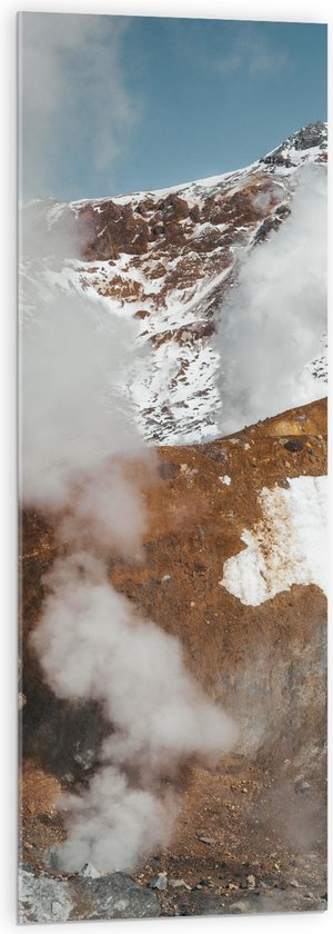 Acrylglas - Bergen - Sneeuw - Wolken - 40x120 cm Foto op Acrylglas (Met Ophangsysteem)