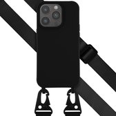 Coque iPhone 14 Pro - Selencia Coque en Siliconen avec cordon détachable - Zwart