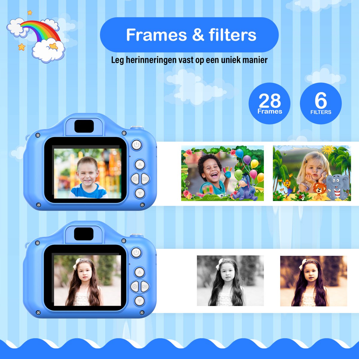 Ilona® Digitale Kindercamera HD 1080p - Speelgoedcamera - 32GB micro sd kaart - Fototoestel Voor Kinderen - Hond Blauw — afbeelding 3