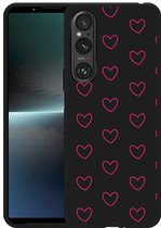 Cazy Hoesje Zwart geschikt voor Sony Xperia 1 V Kleine Hartjes