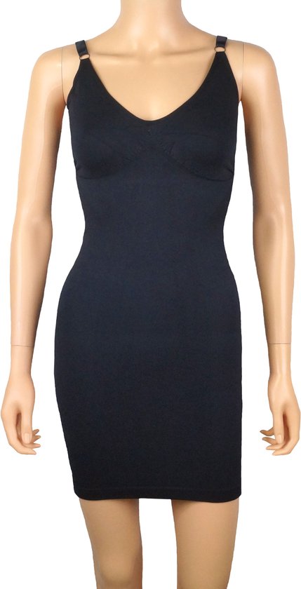 J&C Dames sterk corrigerende jurk met verstelbare bandjes Zwart- maat L/XL (valt klein!)