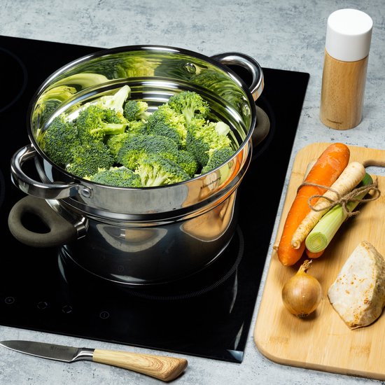 KLAUSBERG Stoompan inzet - Universeel - 24 cm - Roestvrij staal | bol