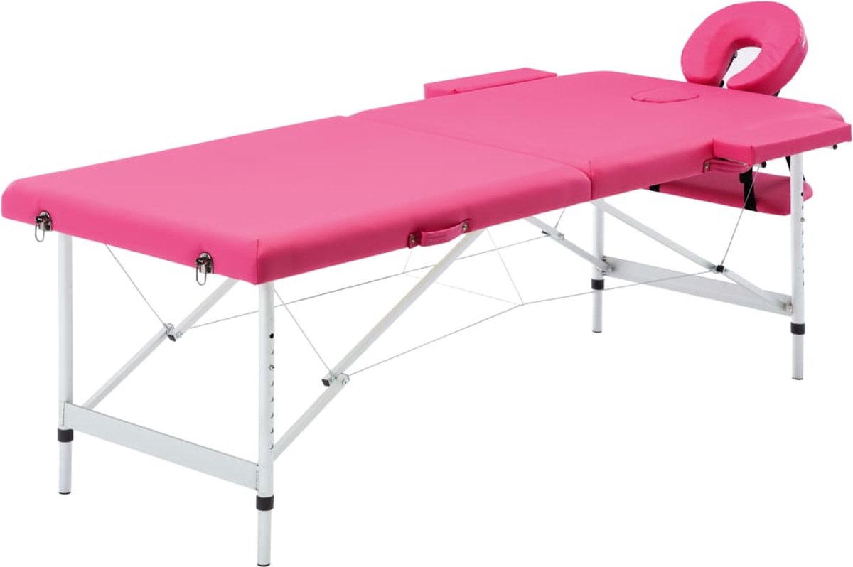 Goedkoopste vidaXL - Massagetafel - inklapbaar - 2 - zones - aluminum - roze