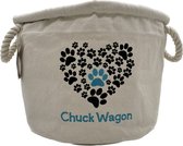 Gepersonaliseerde geborduurde opbergtas speelgoedtas voor hond - Personalized storage toy bag for dog - hart pootafdrukken - heart paw prints - heavy canvas - 21 liters