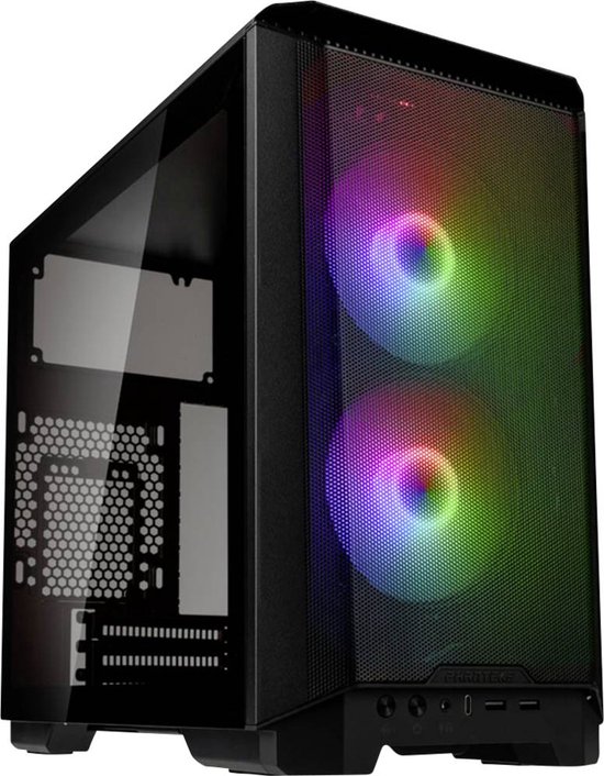 Phanteks Eclipse P200A Mini-tower Gaming-behuizing, PC-behuizing Zwart 2 voorgeïnstalleerde LED-ventilators, Zijvenster