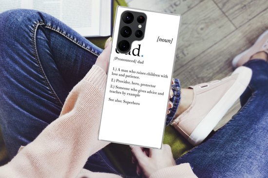 Telefoonhoesje Geschikt voor Samsung Galaxy S22 Ultra hoesje - Spreuken - Papa definitie - Quotes - Dad - Siliconen Telefoonhoesje Telefoonhoesje