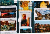 Dibond - Amsterdamse Ansichtkaarten in het Rek - 120x80 cm Foto op Aluminium (Met Ophangsysteem)