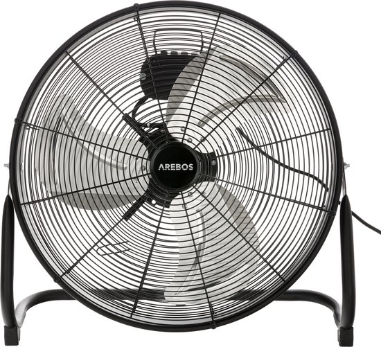 AREBOS Vloerventilator 50cm - Ventilator 120W - 3 Instelbare Snelheidsniveaus - Zwart