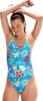 Speedo Womens Allover Digital Vback Bondi Blue/Fake Green/White/Risk Red