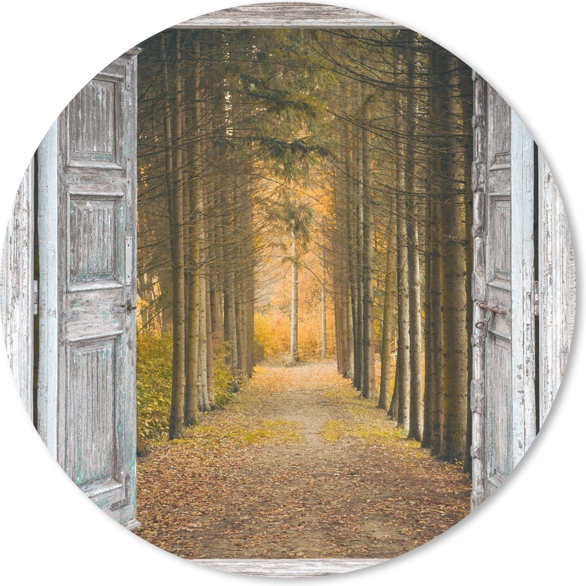 Muismat rond 30x30 cm - Mousepad Bos - Herfst - Doorkijk - Ronde muismatten