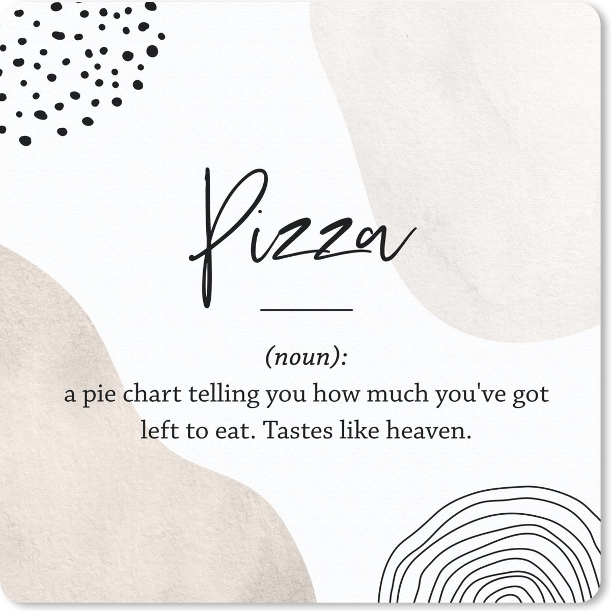 Muismat 30x30 cm - Mousepad Woordenboek - Quotes - Pizza - Spreuken - Pizza definitie - Muismatten