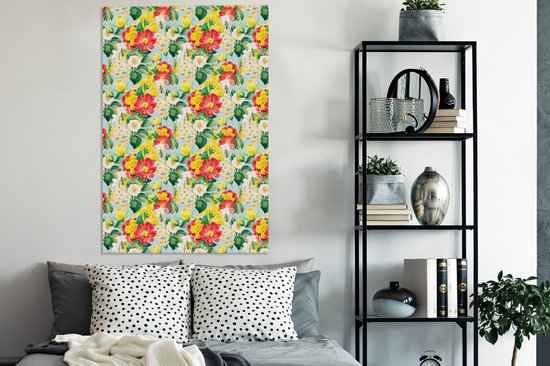 Tableau sur toile Fleurs - Pastel - Couleurs - 90x140 cm - Décoration murale