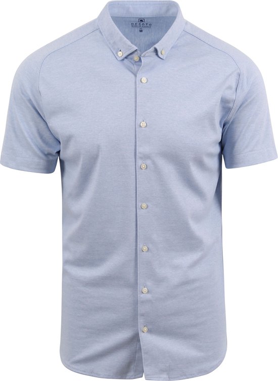 Desoto - Short Sleeve Overhemd Lichtblauw Melange - Heren - Maat M - Slim-fit