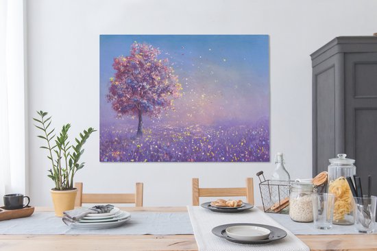 Peintures sur Toile - Arbre - Eté - Rose - 120x90 cm - Décoration murale