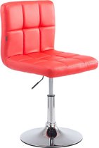 Luxe Barkruk Kaitlyn - Rood - 360 Rotatie - Ergonomische Barstoelen - In Hoogte Verstelbaar - Set van 1 - Met Rugleuning - Voor Keuken en Bar - Imitatie Leder - Gestoffeerde Zitting