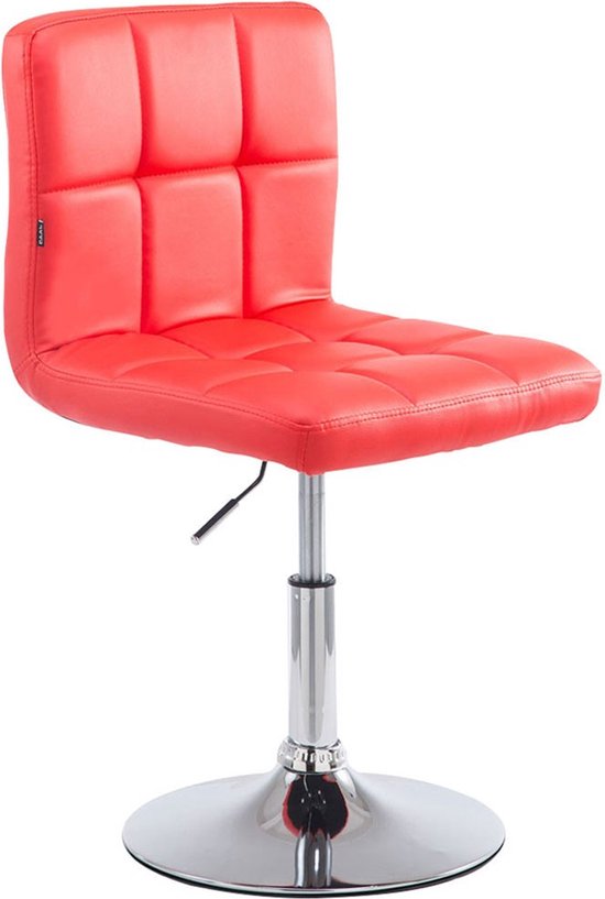 Luxe Barkruk Kaitlyn - Rood - 360 Rotatie - Ergonomische Barstoelen - In Hoogte Verstelbaar - Set van 1 - Met Rugleuning - Voor Keuken en Bar - Imitatie Leder - Gestoffeerde Zitting