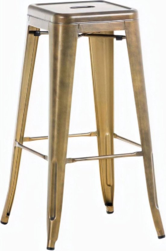 Barkruk Joshua - Zonder rugleuning - Set van 1 - Ergonomisch - Barstoelen voor keuken of kantine - Vierkant - Vintage Look