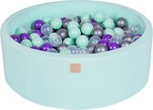 Ballenbak KATOEN Mint - 90x30 incl. 200 ballen - Mint, Transparant, Zilver, Violet