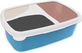 Broodtrommel Blauw - Lunchbox - Brooddoos - Pastel - Abstract - Design - 18x12x6 cm - Kinderen - Jongen