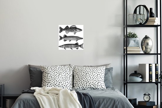 Sticker Muursticker Illustration Pêche - trois poissons - 30x30 cm - film adhésif autocollant - sticker mural repositionnable