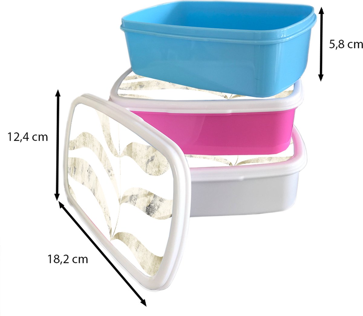 Broodtrommel Roze - Lunchbox - Brooddoos - Bladeren - Pastel - Design - 18x12x6 cm - Kinderen - Meisje