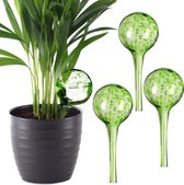 Relaxdays 4x waterdruppelaar - glas - waterbollen voor planten - Ø 6 cm - groen