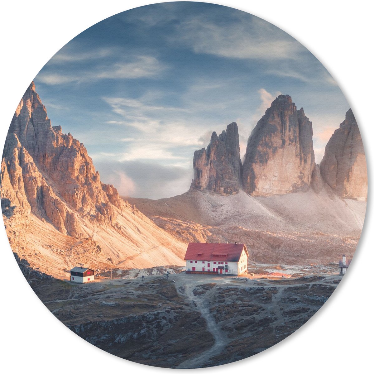 Muismat rond 30x30 cm - Mousepad Huis - Bergen - Landschap - Ronde muismatten