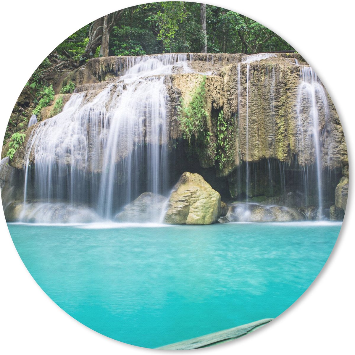 Muismat rond 30x30 cm - Mousepad Water - Waterval - Bomen - Ronde muismatten