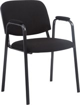 Bezoekersstoel - Eetkamerstoel - Gerolt - Zwarte stof - zwart frame - comfortabel - modern design - set van 1 - Zithoogte 47 cm - Deluxe