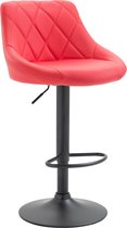 Leren barkruk Vita - Rood zwart - Zithoogte 60-81 cm - Ergonomische barstoelen - In hoogte verstelbaar - Set van 1 - Met rugleuning - Voor keuken en bar