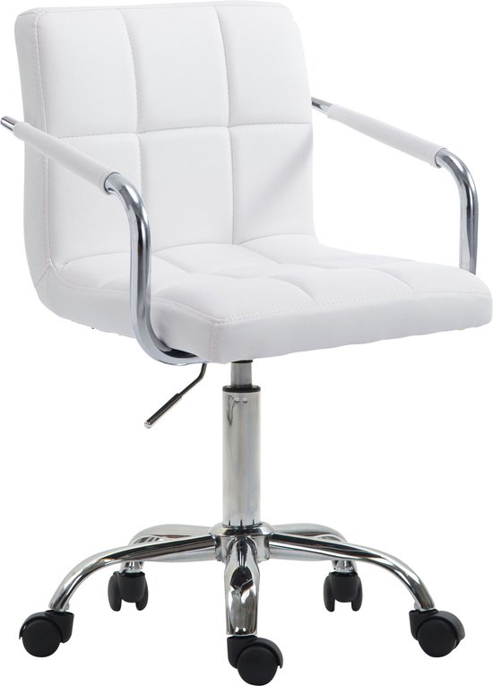 Bureaustoel Loiva designer - Wit - Kunstleer - Voor volwassenen - Ergonomische bureaustoel - Op wieltjes - In hoogte verstelbaar