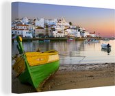 Canvas schilderij 180x120 cm - Wanddecoratie Vissersboot vlakbij Ferragudo in Algarve - Muurdecoratie woonkamer - Slaapkamer decoratie - Kamer accessoires - Schilderijen