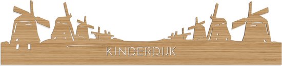 Skyline Kinderdijk Bamboe hout - 80 cm - Woondecoratie - Wanddecoratie - Meer steden beschikbaar - Woonkamer idee - City Art - Steden kunst - Cadeau voor hem - Cadeau voor haar - Jubileum - Trouwerij - WoodWideCities